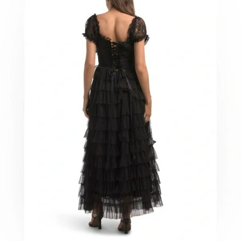 NWT AMY JANE LONDON Sofia Tulle Maxi Dress Black. SZ M - Picture 7 of 7